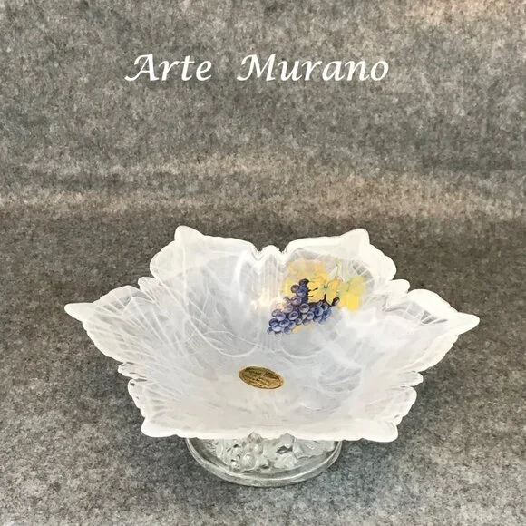 Murano Swirl White Bowl Casa Elite Arte Murano Designed by M. Valenti - Picture 1 of 7